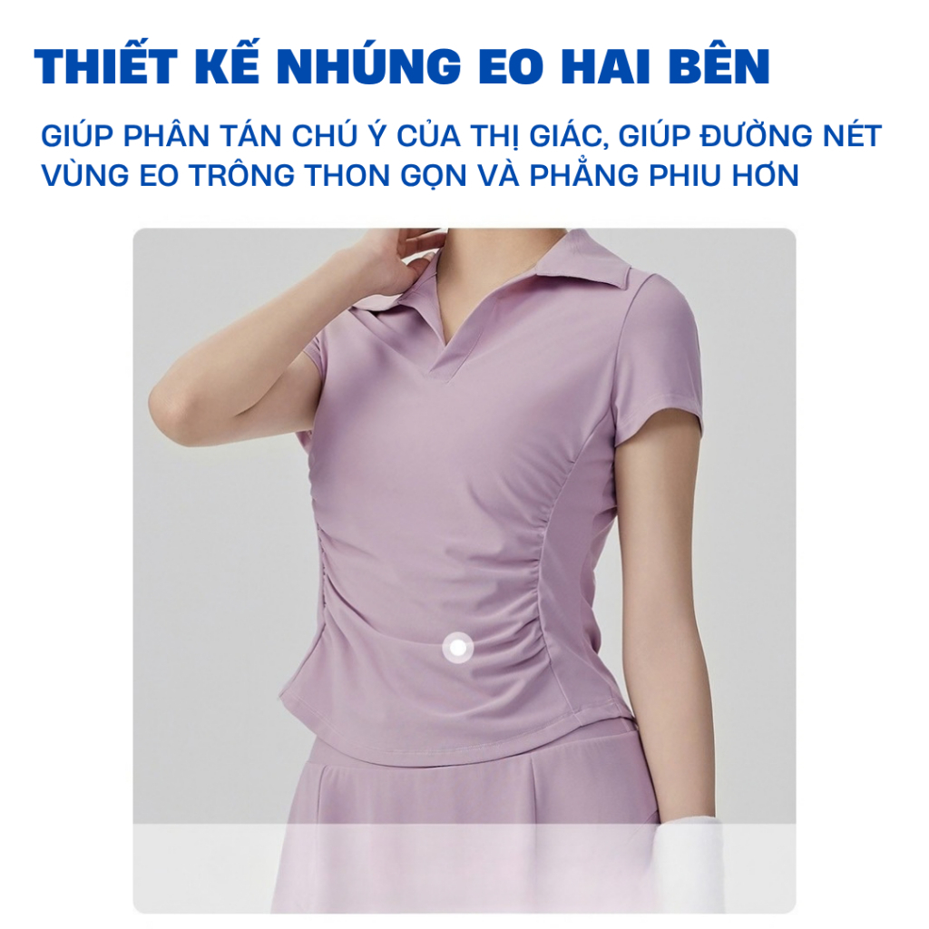 Bộ đồ Pickleball nữ áo polo tay ngắn nhún hông phối chân váy, sét thể thao nữ chơi tennis Mirilik