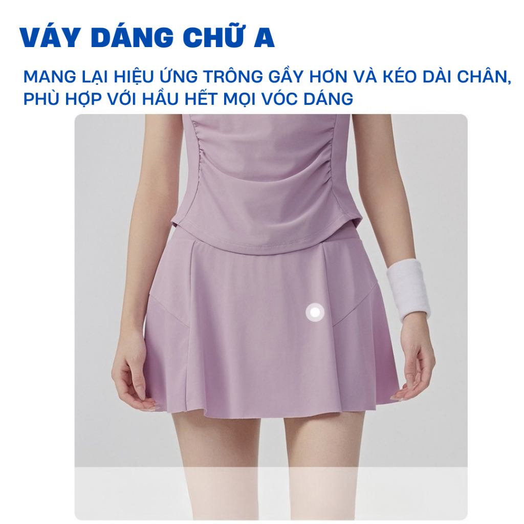 Bộ đồ Pickleball nữ áo polo tay ngắn nhún hông phối chân váy, sét thể thao nữ chơi tennis Mirilik