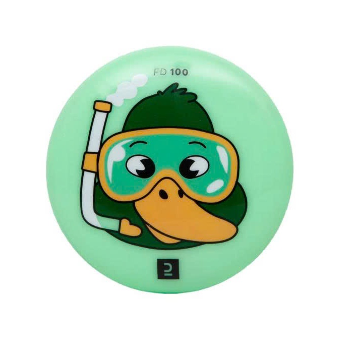 Đĩa ném mini mềm cho trẻ em đồ chơi bãi biển bé trai bé gái FD100 xanh lá hình mặt vịt Yuripromax