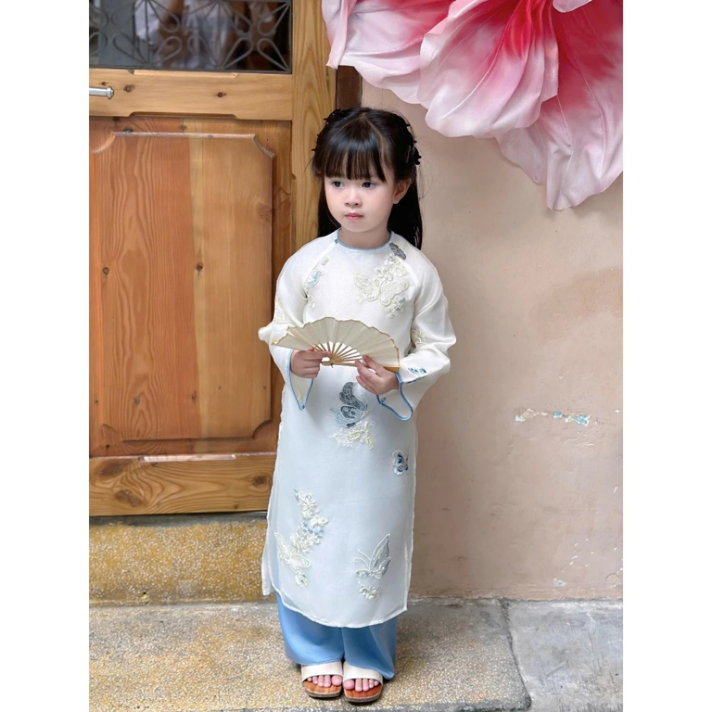 Áo dài bé gái size đại cho áo dài tết 2026 cho bé du xuân quần áo dài chất liệu lụa Yuripromax