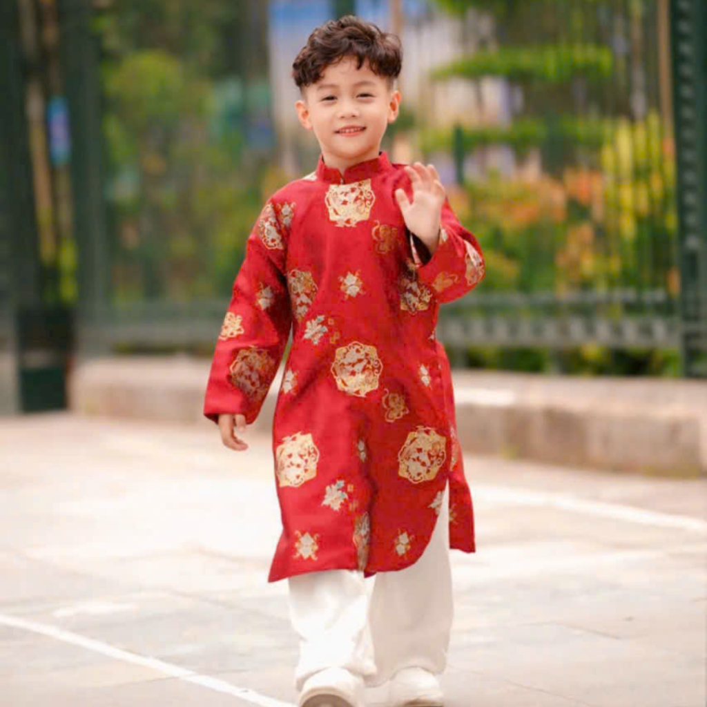 Áo Dài Tết 2026 Cho Bé Áo Dài Bé Trai Bé Gái Màu Đỏ Bé Du Xuân Chụp Ảnh Tết Mirilik House