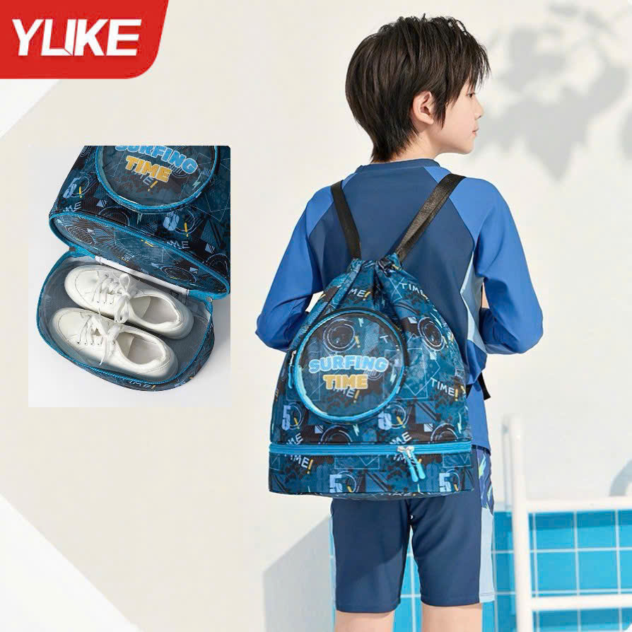 Balo đựng đồ bơi cho bé có 2 ngăn khô ướt Túi đi bơi đi biển có ngăn đựng giầy riêng, balo đi bơi