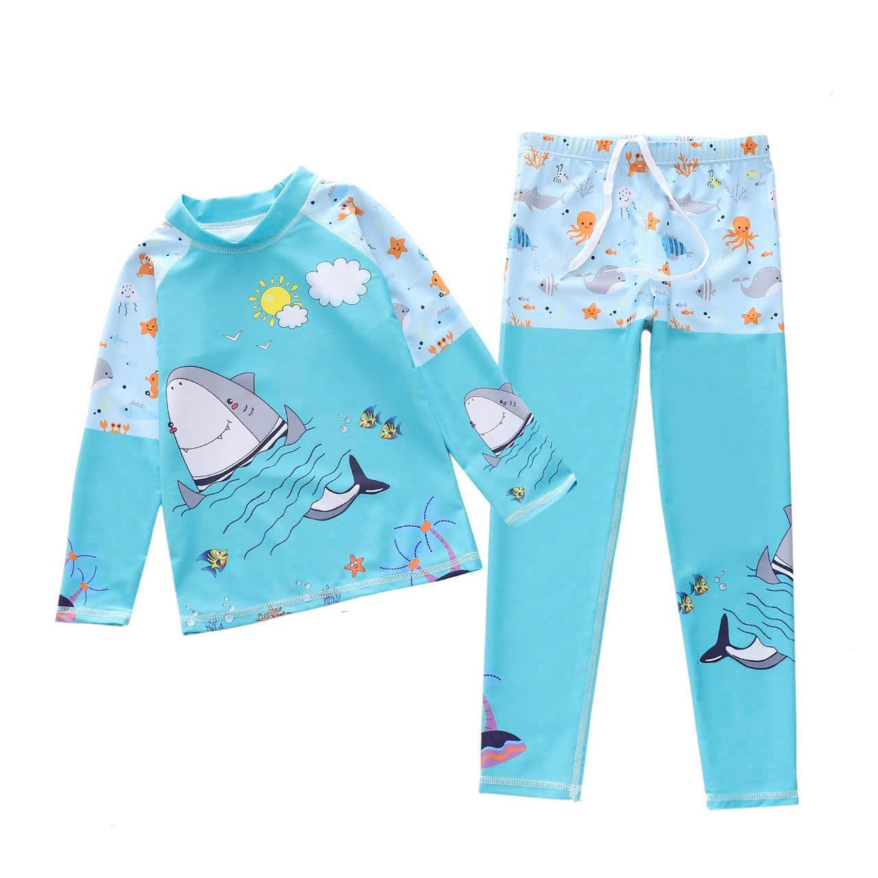 Sét bộ áo bơi tay dài quần bơi dài bé gái từ 15 - 35kg hình nàng tiên cá 2 lớp đi bơi MIRILIK HOUSE