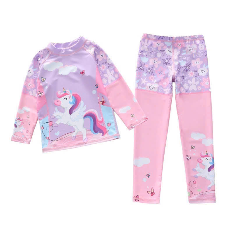 Sét bộ áo bơi tay dài quần bơi dài bé gái từ 15 - 35kg hình nàng tiên cá 2 lớp đi bơi MIRILIK HOUSE