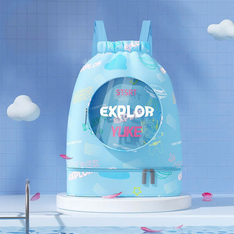 Balo đựng đồ bơi cho bé có 2 ngăn khô ướt Túi đi bơi đi biển có ngăn đựng giầy riêng, balo đi bơi