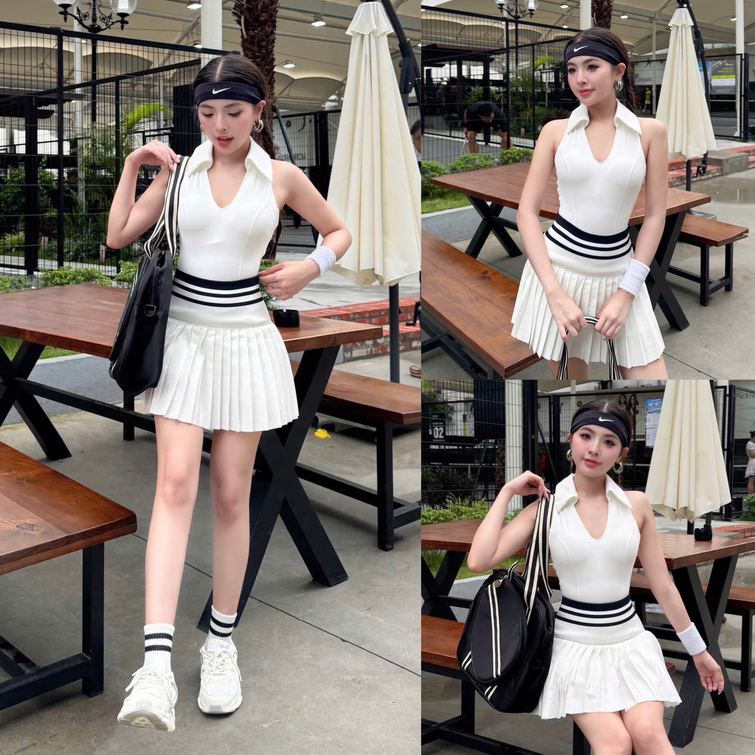 Set Váy Pickleball Tennis Bra Mút Đúc Tập Thể Thao Nữ Chất Thun Lạnh Hàng Quảng Châu Cao Cấp Mirilik