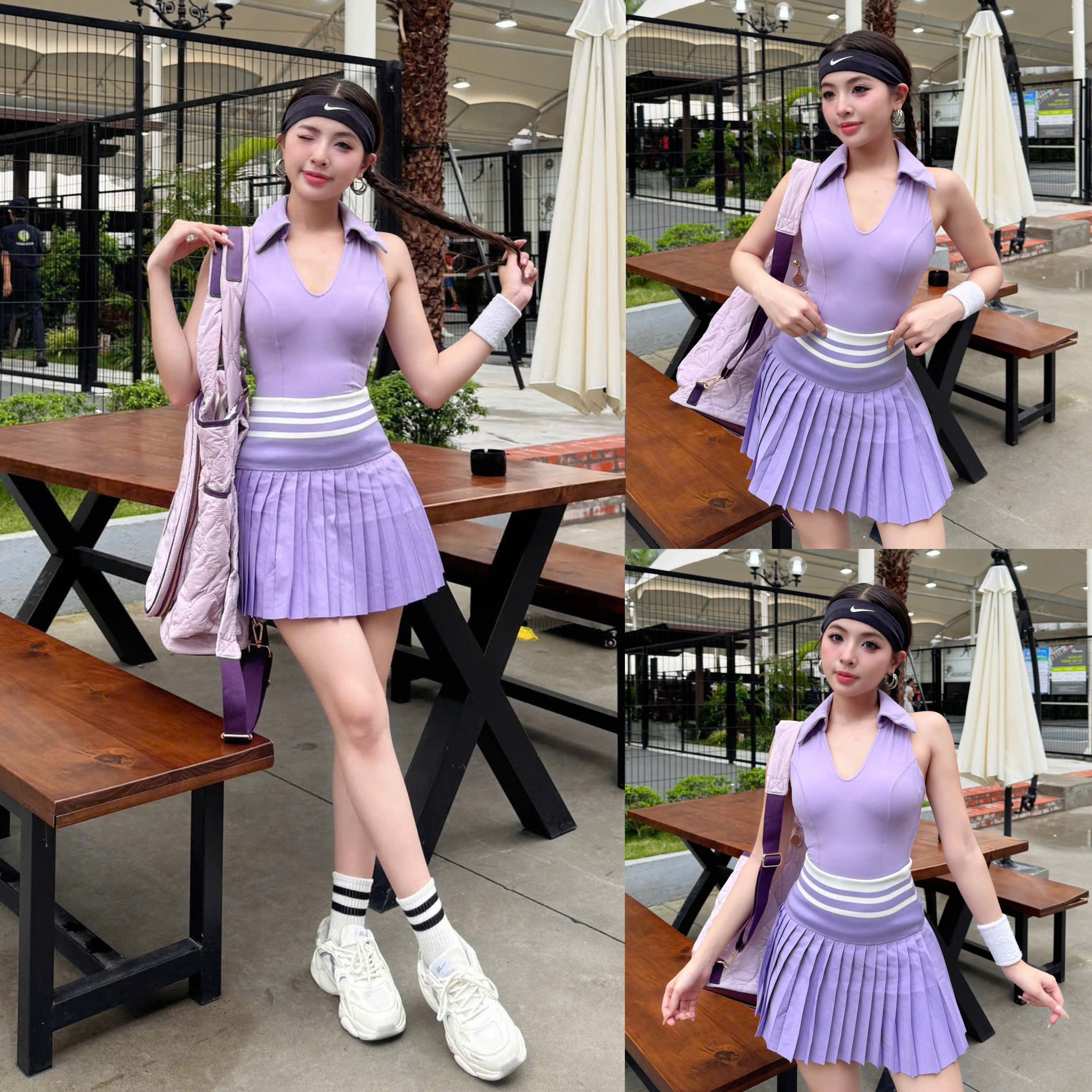 Set Váy Pickleball Tennis Bra Mút Đúc Tập Thể Thao Nữ Chất Thun Lạnh Hàng Quảng Châu Cao Cấp Mirilik