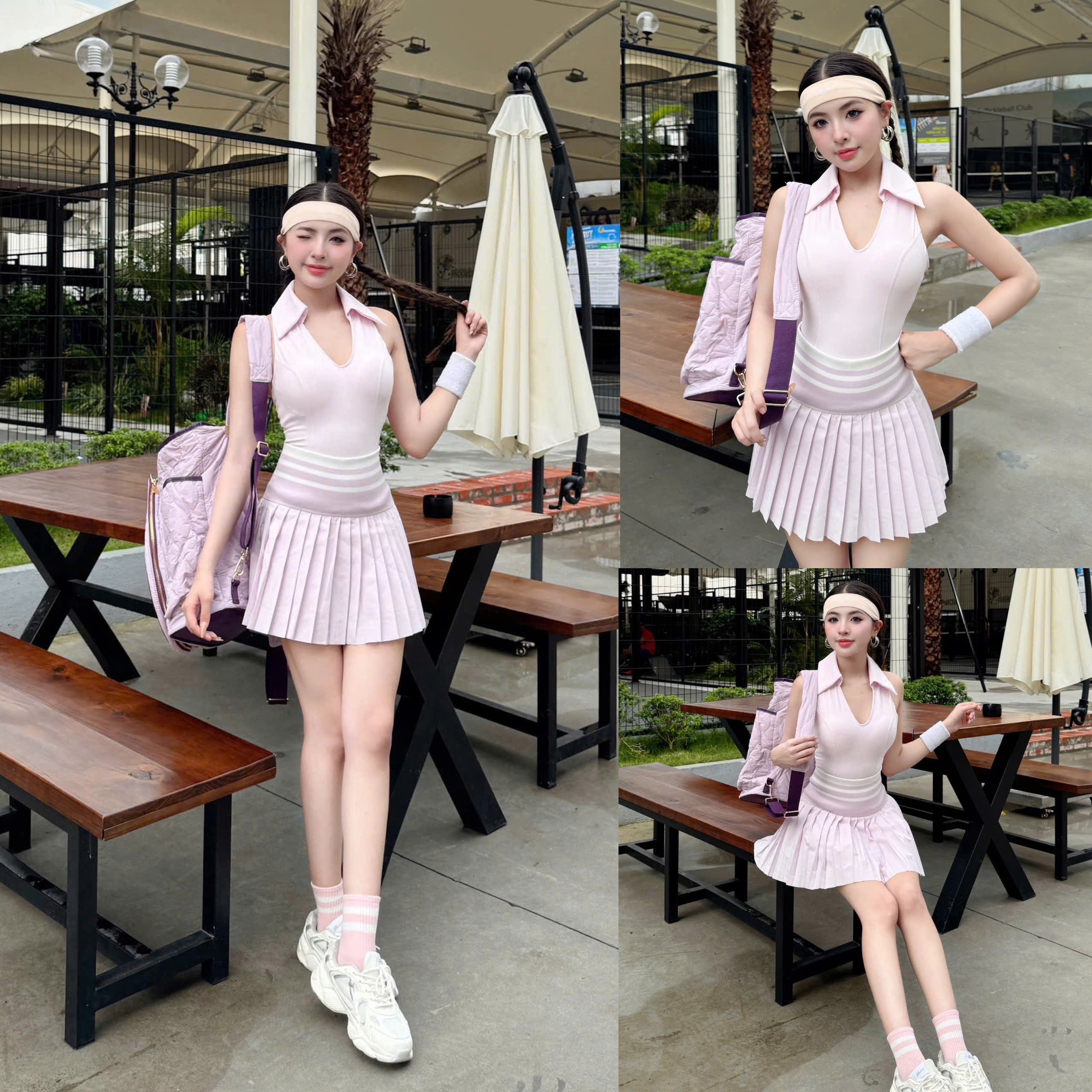 Set Váy Pickleball Tennis Bra Mút Đúc Tập Thể Thao Nữ Chất Thun Lạnh Hàng Quảng Châu Cao Cấp Mirilik