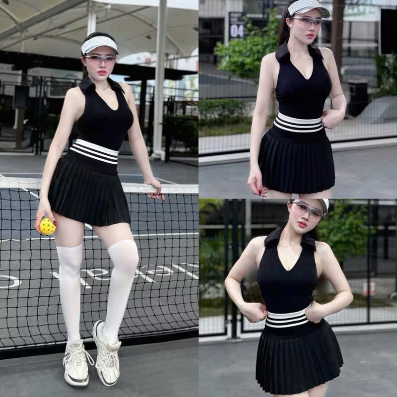 Set Váy Pickleball Tennis Bra Mút Đúc Tập Thể Thao Nữ Chất Thun Lạnh Hàng Quảng Châu Cao Cấp Mirilik