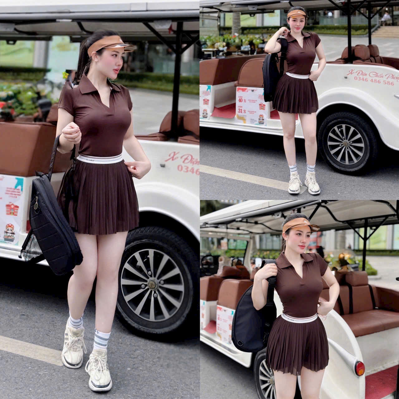 Set Áo thể thao cổ polo nữ VYRA MIRILIK tập gym yoga, chạy bộ, cầu lông, pickleball váy voan xếp ly