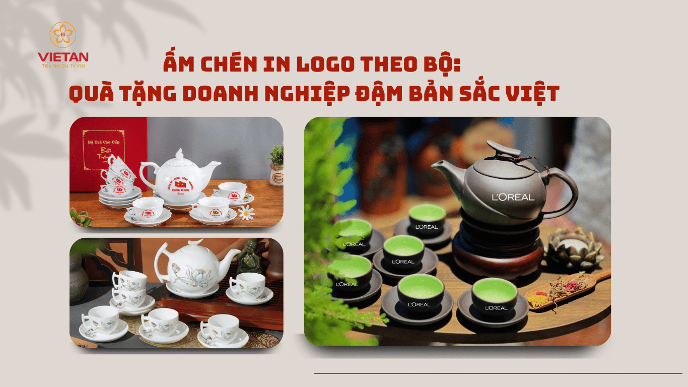 Ấm Chén Bát Tràng In Logo