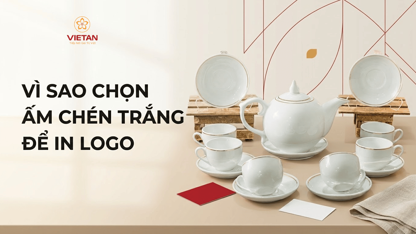 ấm chén trắng in logo 2