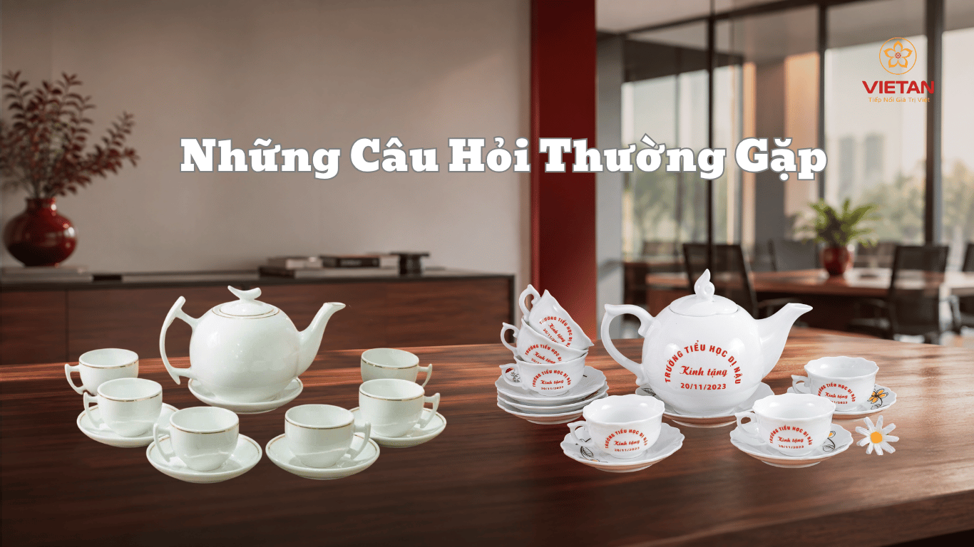 ấm chén trắng in logo 7