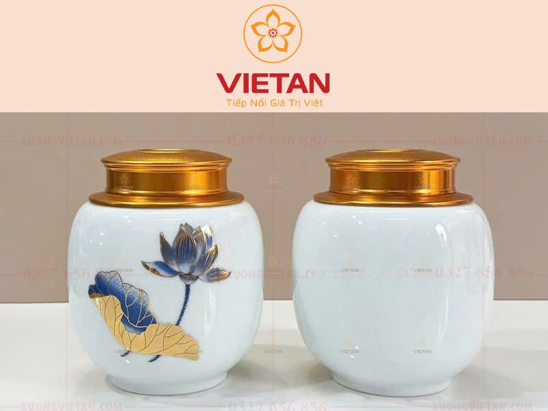hũ đựng trà hoa sen