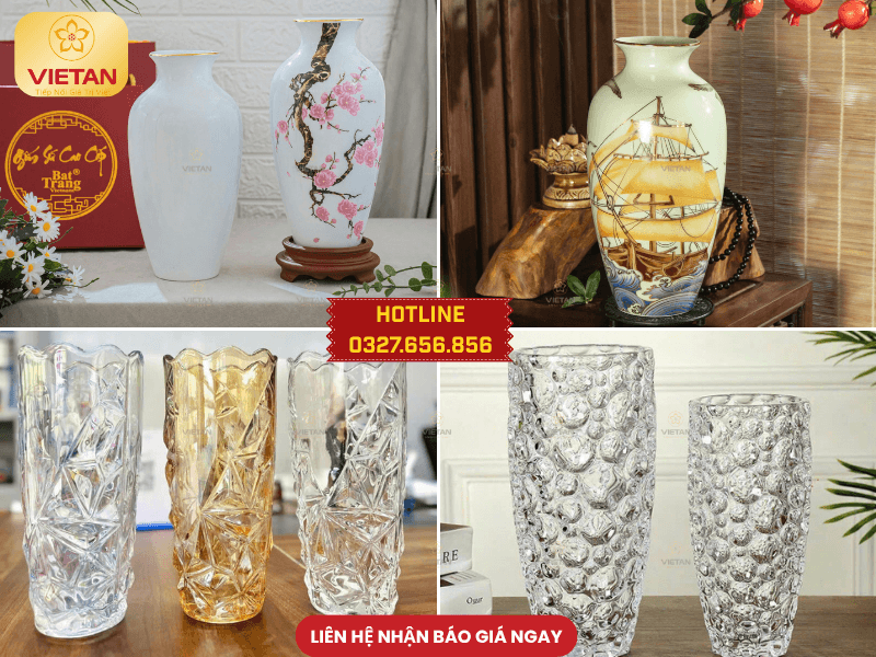 Lọ hoa gốm sứ, thủy tinh Quà tặng Quốc khánh 2/9 cho khách hàng, đối tác