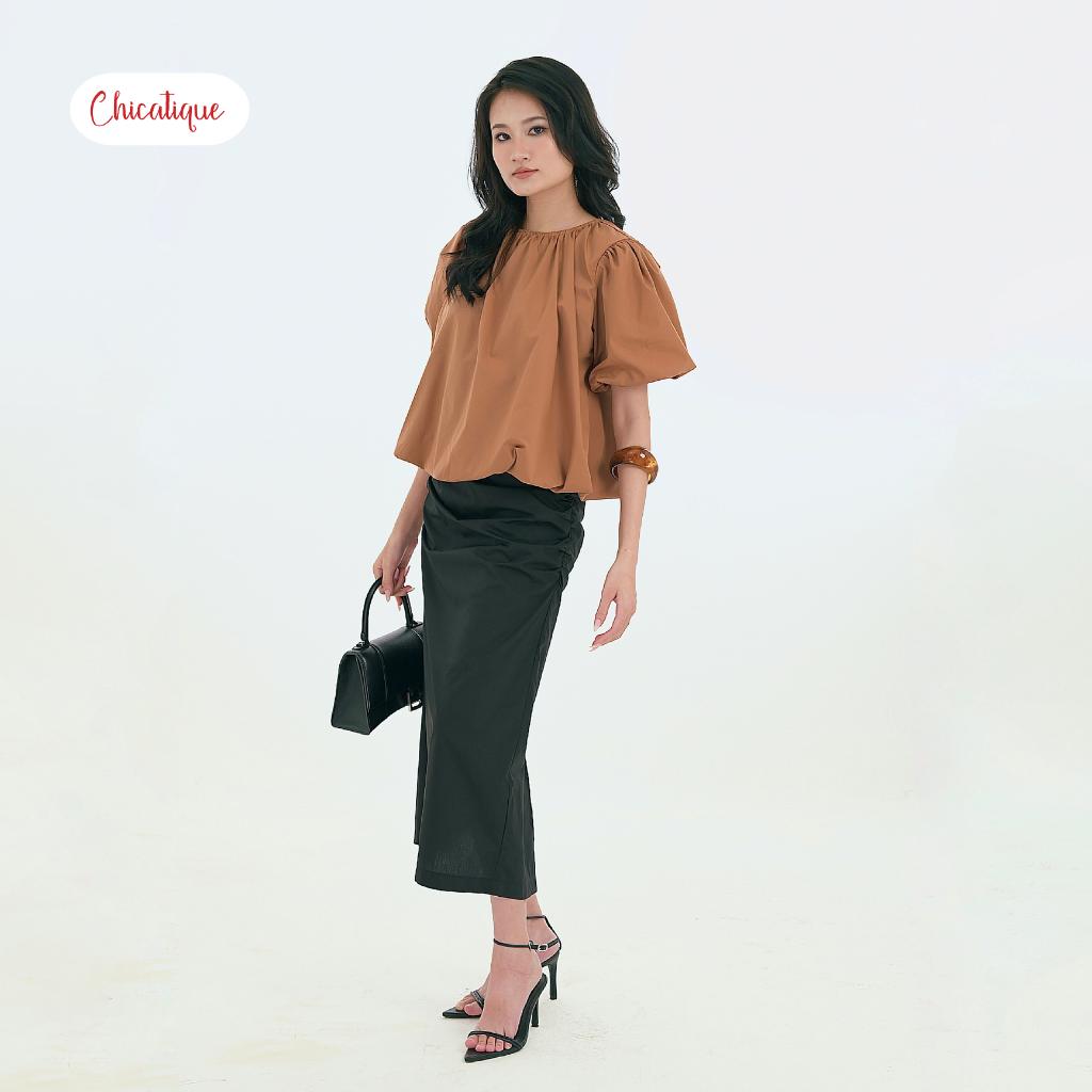 Chân váy dún dài Chicatique Cailin chất cotton Hàn form suông thời trang công sở thanh lịch