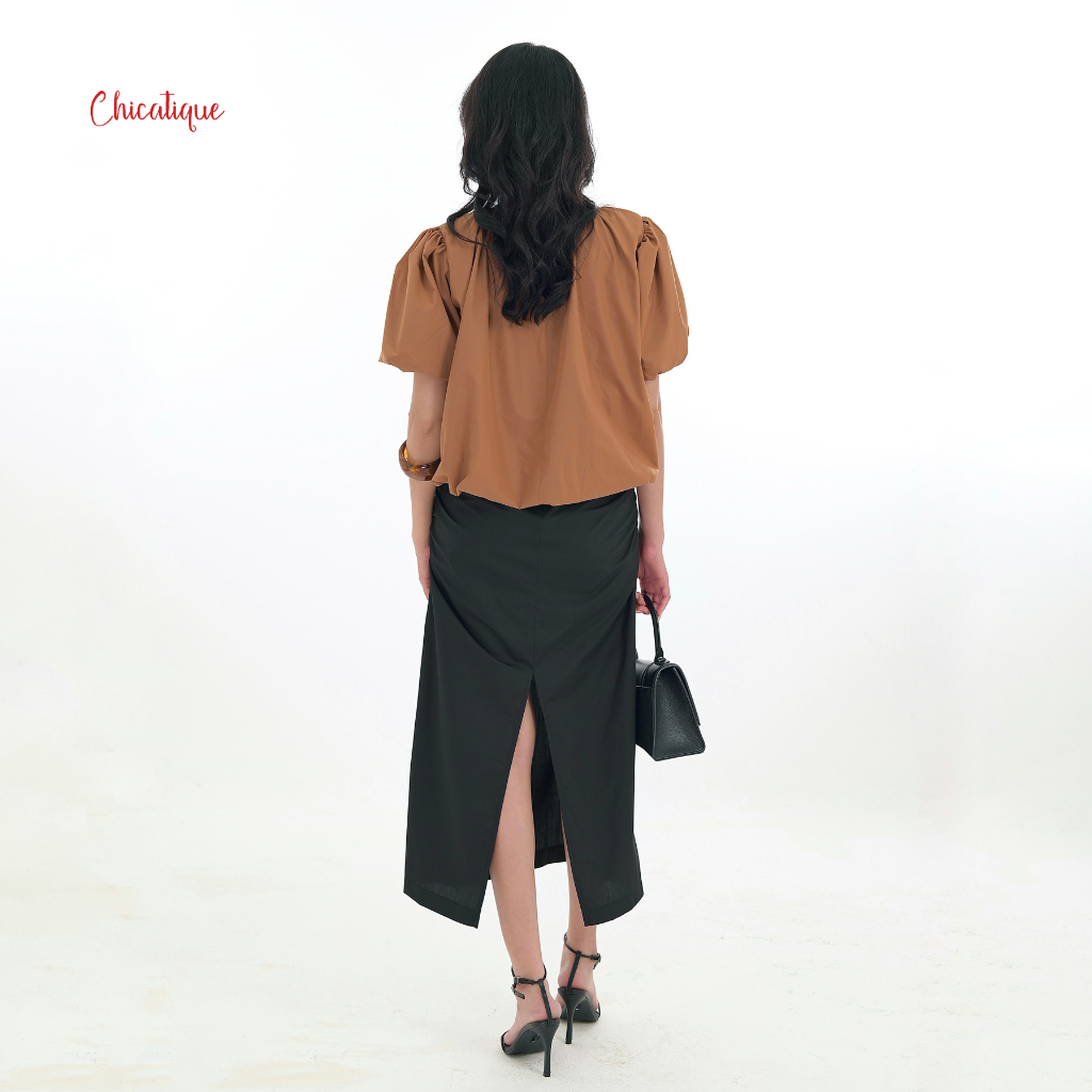 Chân váy dún dài Chicatique Cailin chất cotton Hàn form suông thời trang công sở thanh lịch