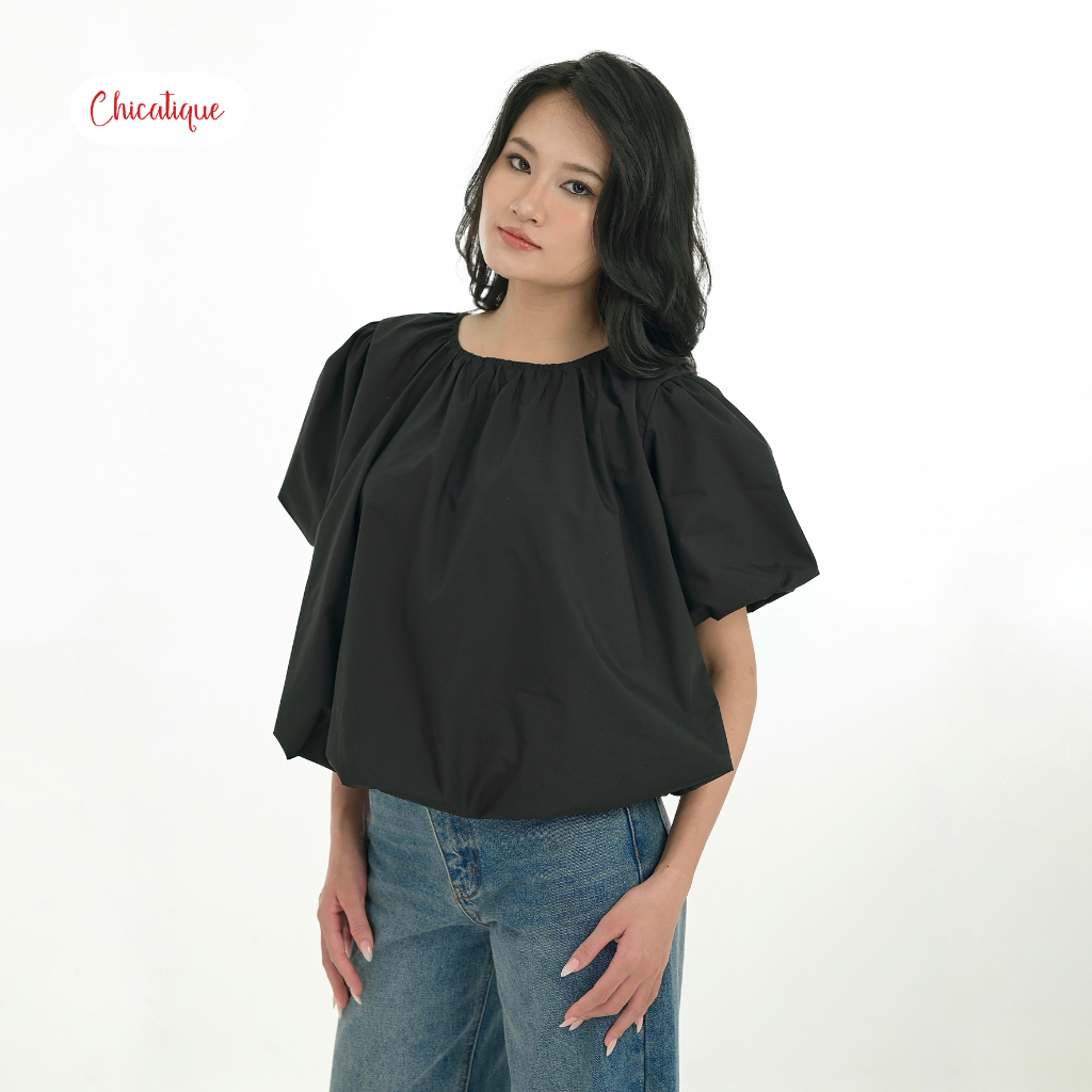 Áo kiểu nữ dáng bí Chicatique Ella cotton Hàn tay phồng form rộng trẻ trung