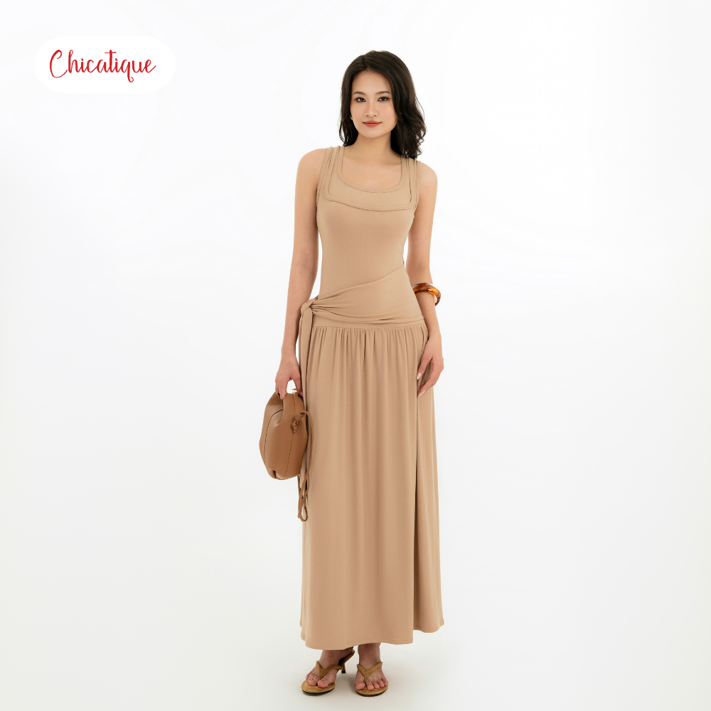 Đầm thun sát nách Chicatique Hadi cotton Hàn co giãn dáng dài ôm tôn dáng