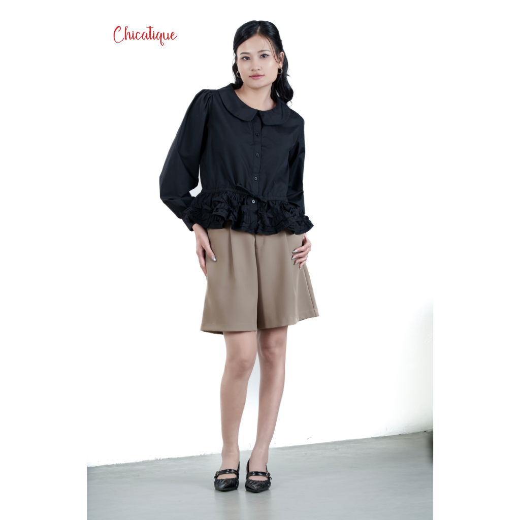 Quần short nữ thiết kế Chicatique Morgan dáng suông ống rộng phong cách Hàn Quốc chất vải Carolan cao cấp