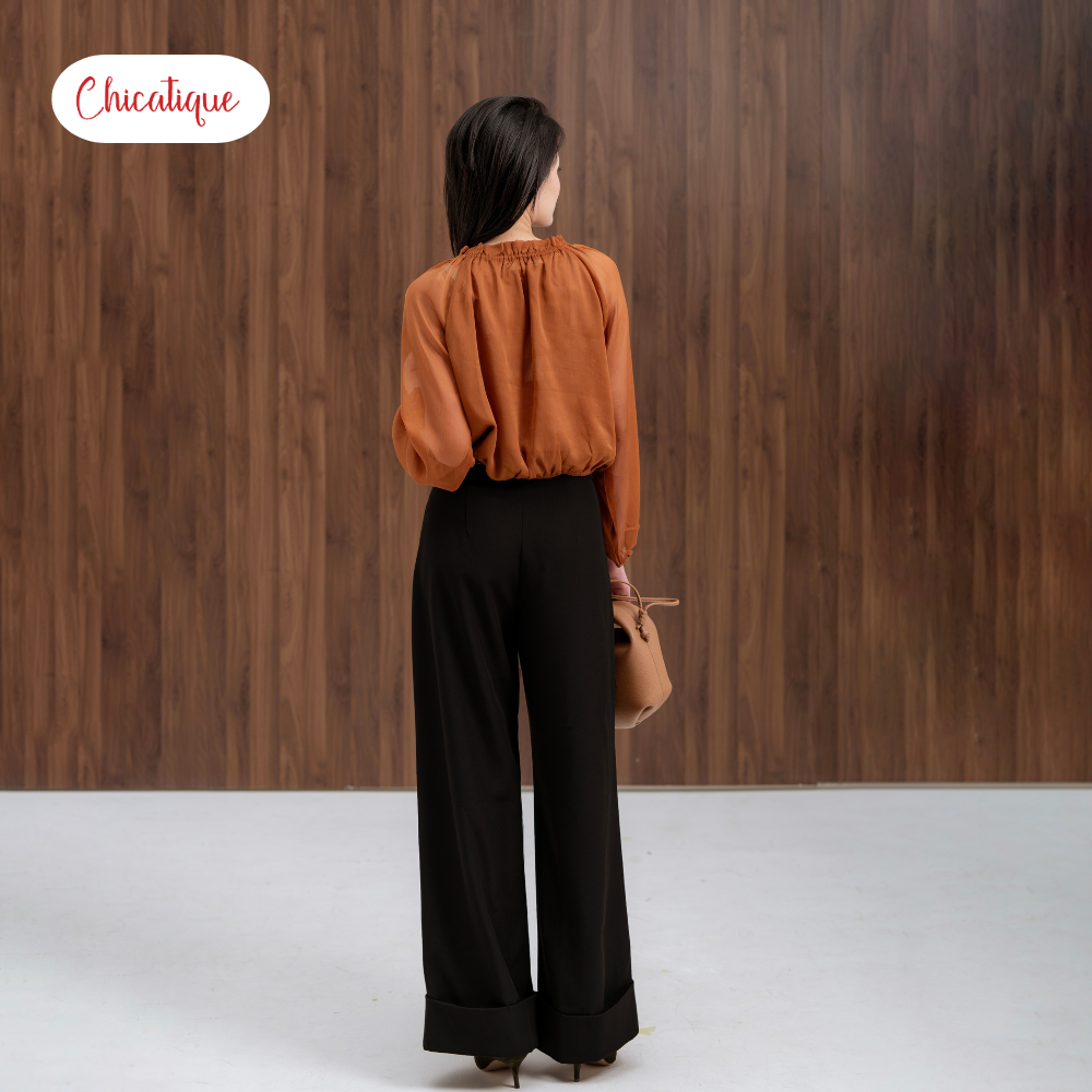 Áo kiểu nữ Chicatique Nina chất tơ gân Hàn mềm nhẹ cá tính