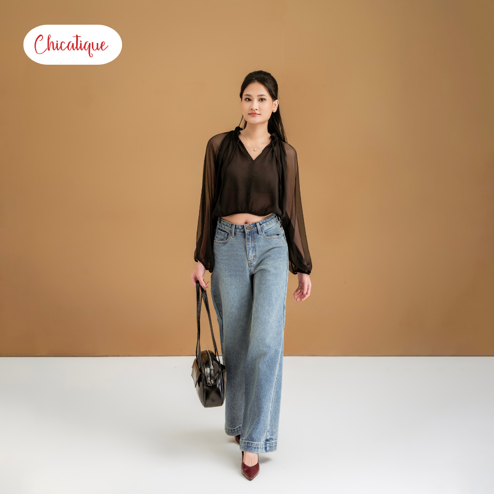 Quần jean Chicatique Elly ống suông basic đứng form Denim dệt Canvas dày dặn mềm mát