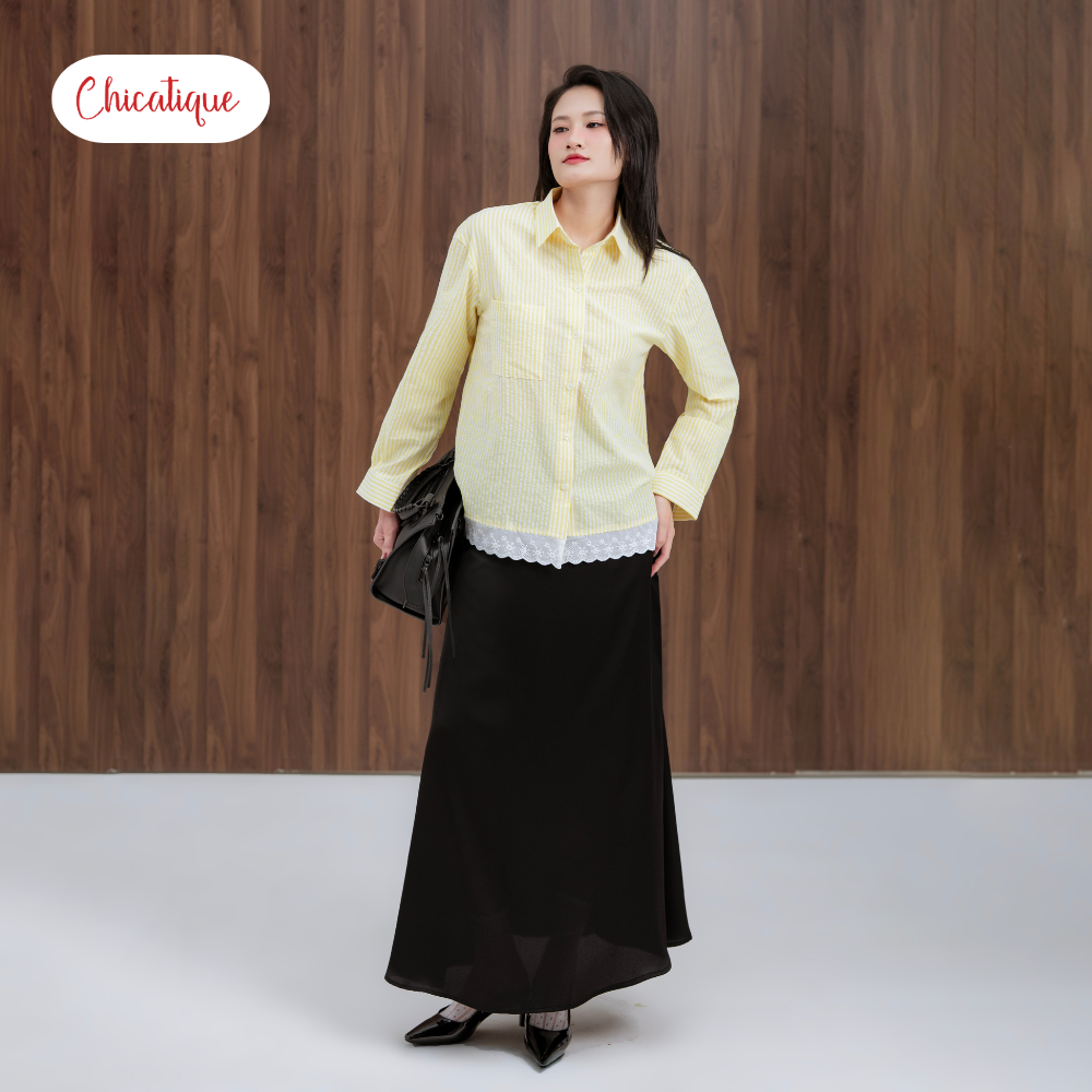 Áo sơ mi nữ Chicatique Remy chất Cotton sọc Hàn mềm nhẹ thanh lịch