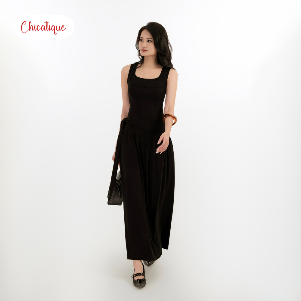 Đầm thun sát nách Chicatique Hadi cotton Hàn co giãn dáng dài ôm tôn dáng