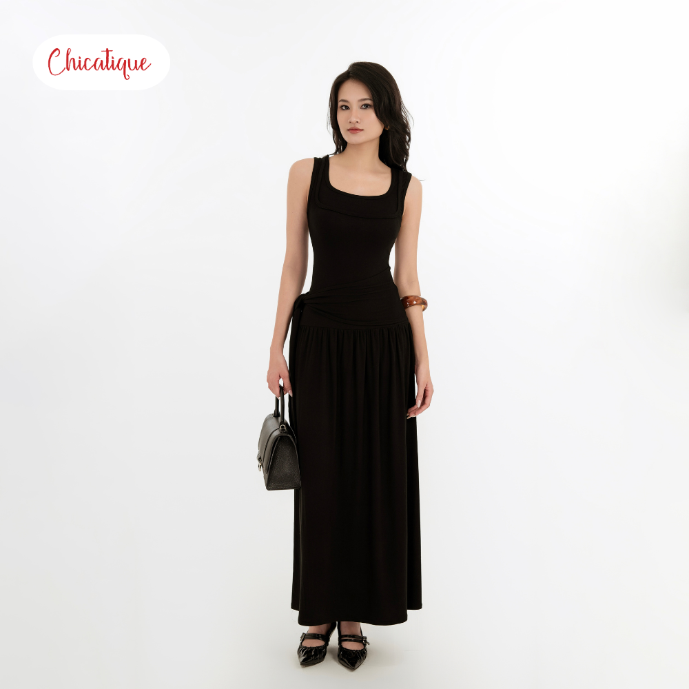 Đầm thun sát nách Chicatique Hadi cotton Hàn co giãn dáng dài ôm tôn dáng