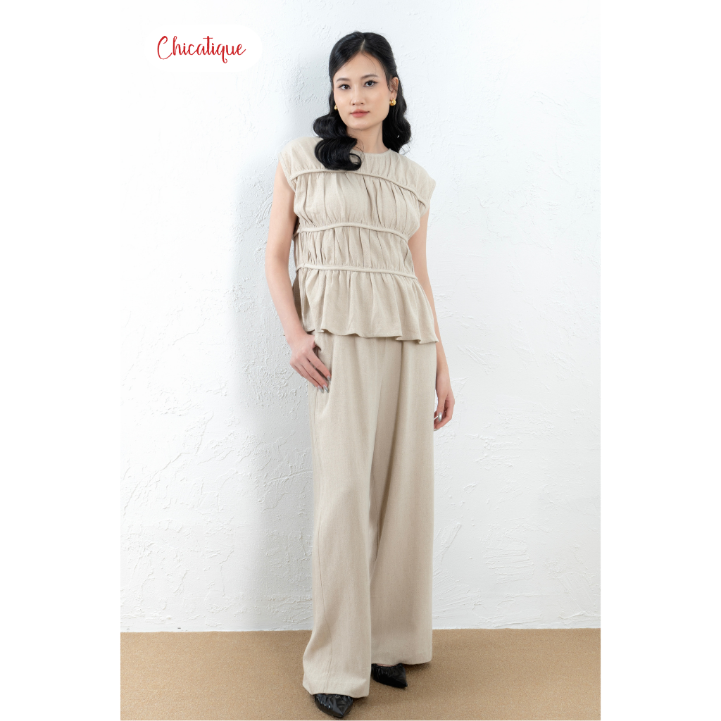 Set áo kiểu nữ quần suông Chicatique Hemi chất Linen Baboo không nhăn form nhẹ basic