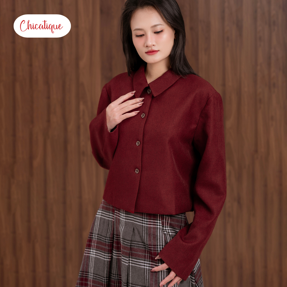 Áo khoác nữ Chicatique Rio chất Kaki xước Hàn đứng form thanh lịch