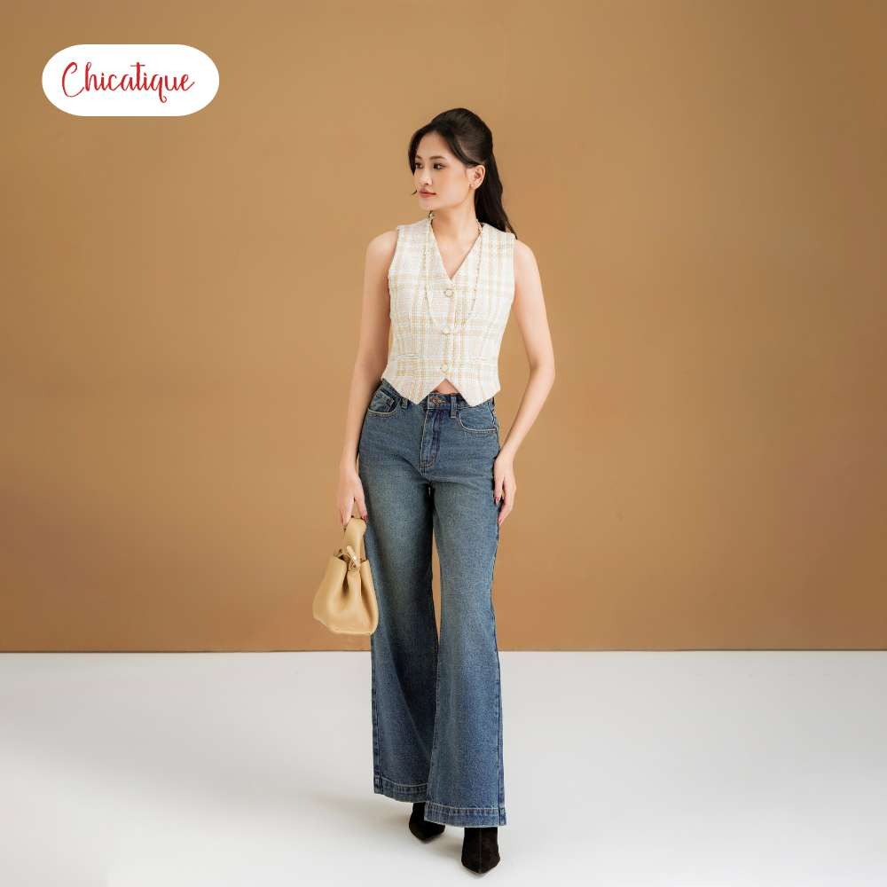Quần jean Chicatique Elly ống suông basic đứng form Denim dệt Canvas dày dặn mềm mát