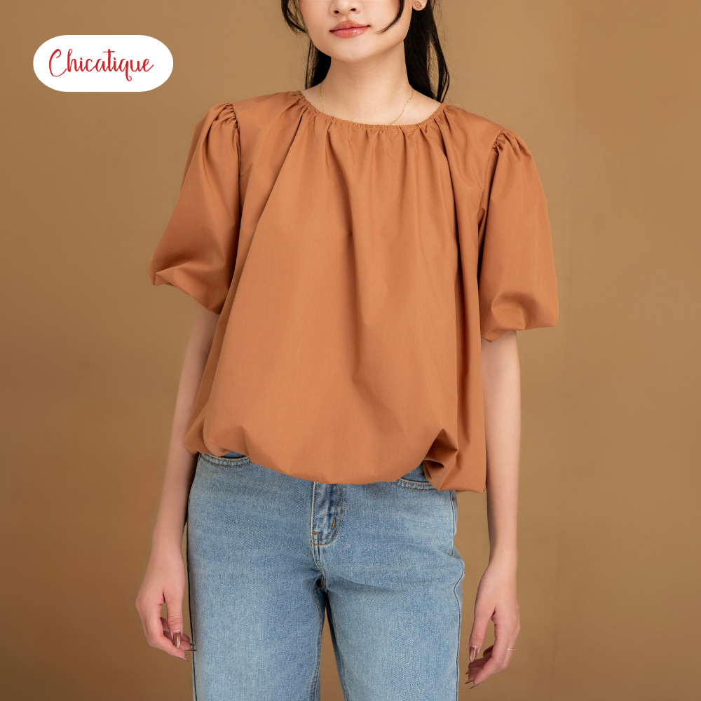 Áo kiểu nữ dáng bí Chicatique Ella cotton Hàn tay phồng form rộng trẻ trung