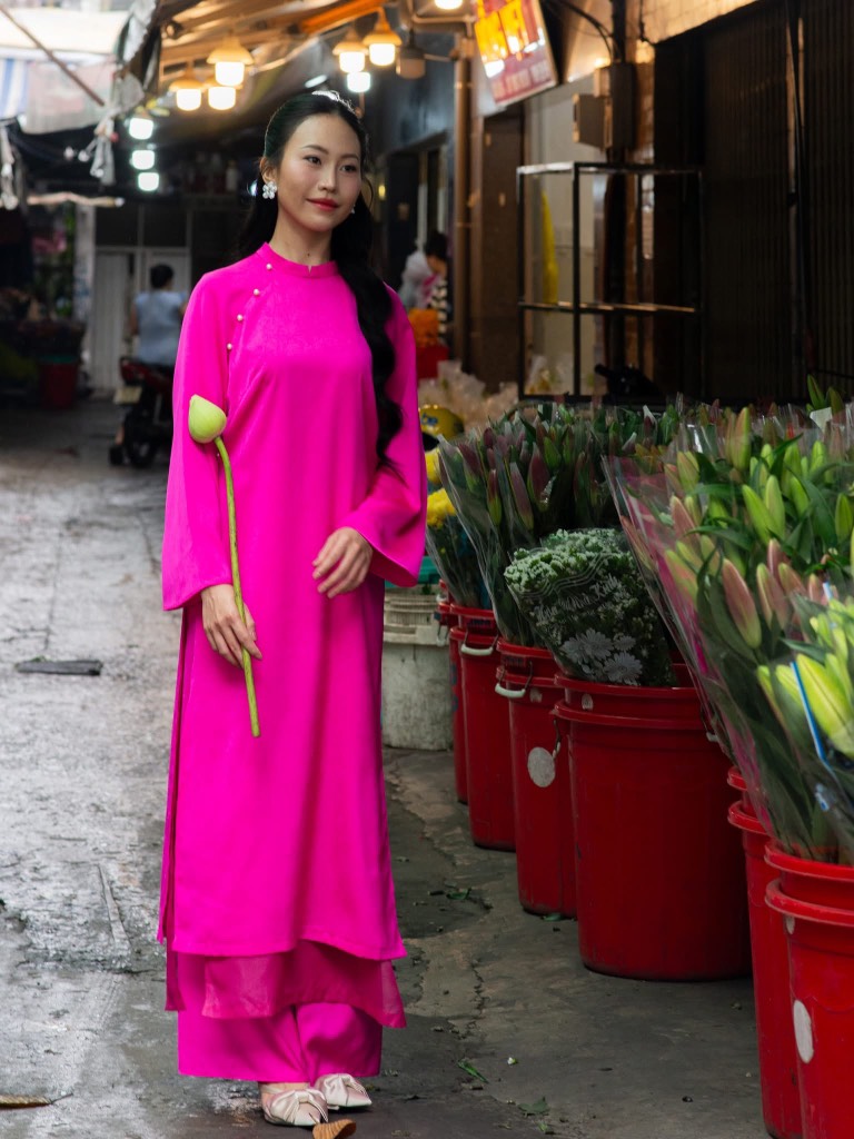 Set áo dài nữ Chicatique An Viên lụa Ngọc Trai mềm mượt form chuẩn dự tiệc Lễ Tết