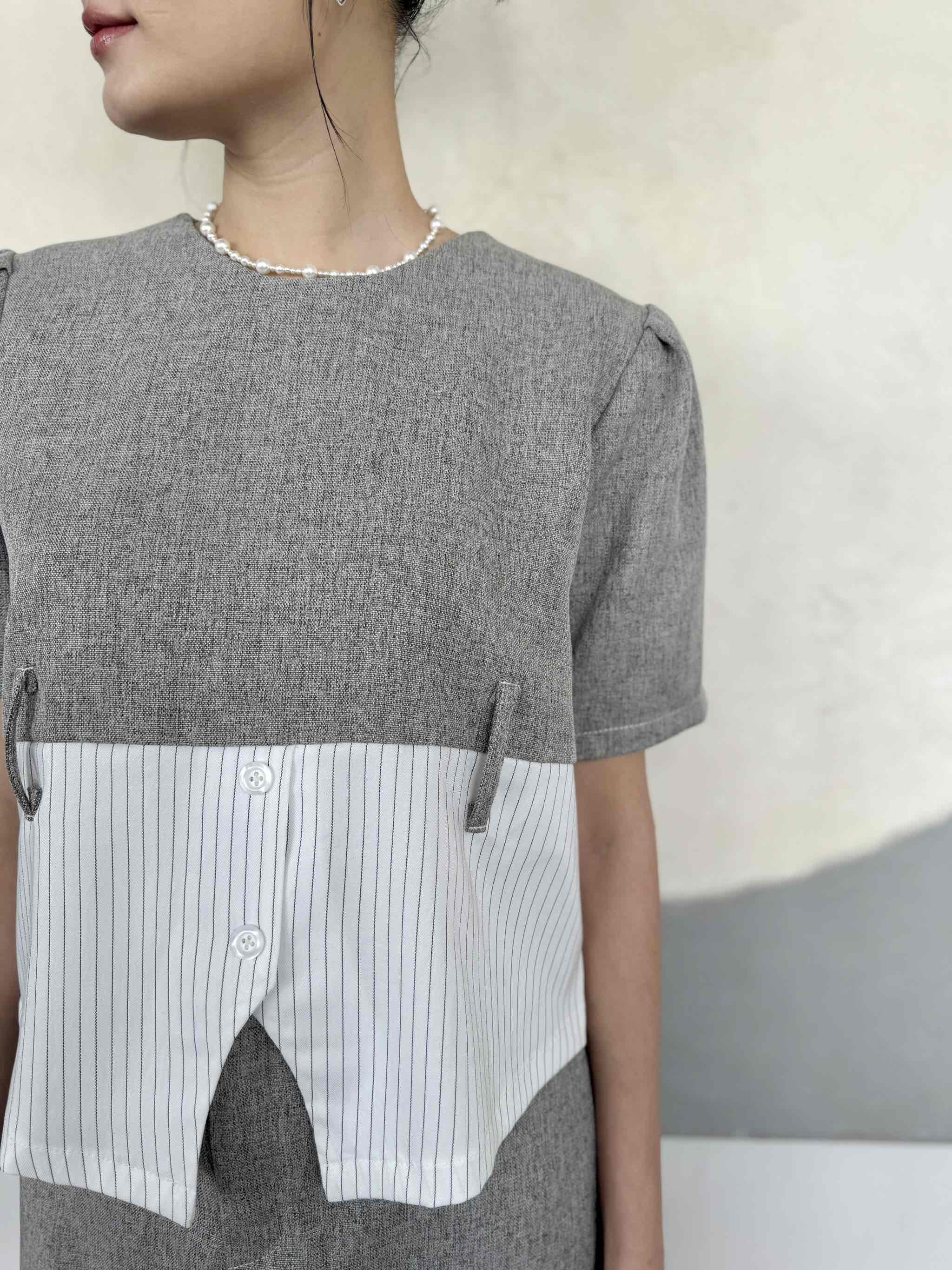 Set áo kiểu kèm chân váy ngắn Chicatique Lara chất cotton dày dặn đứng form tôn dáng