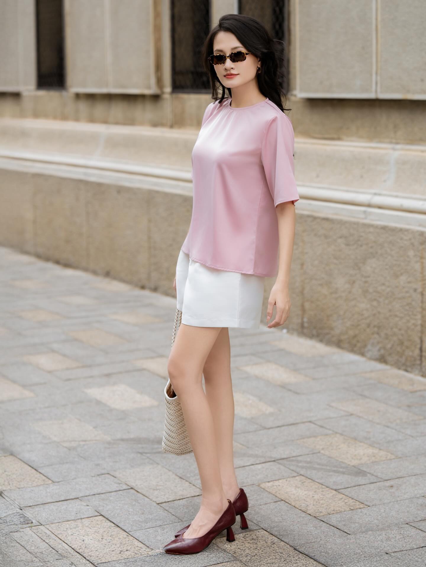 CHICATIQUE Áo lụa tay ngắn Dovie