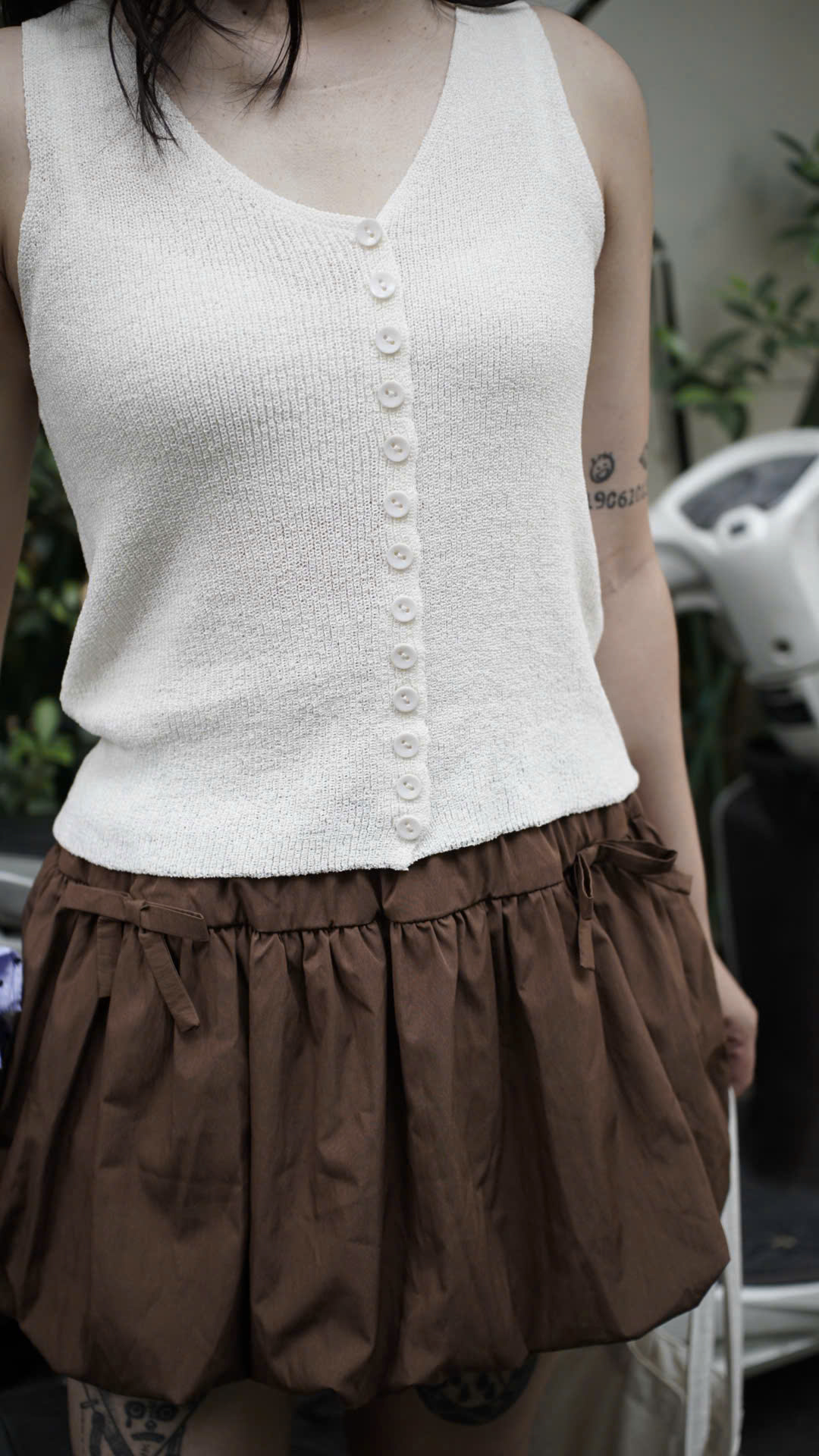 Áo dệt kim CHICATIQUE Erin nút cài basic thanh lịch
