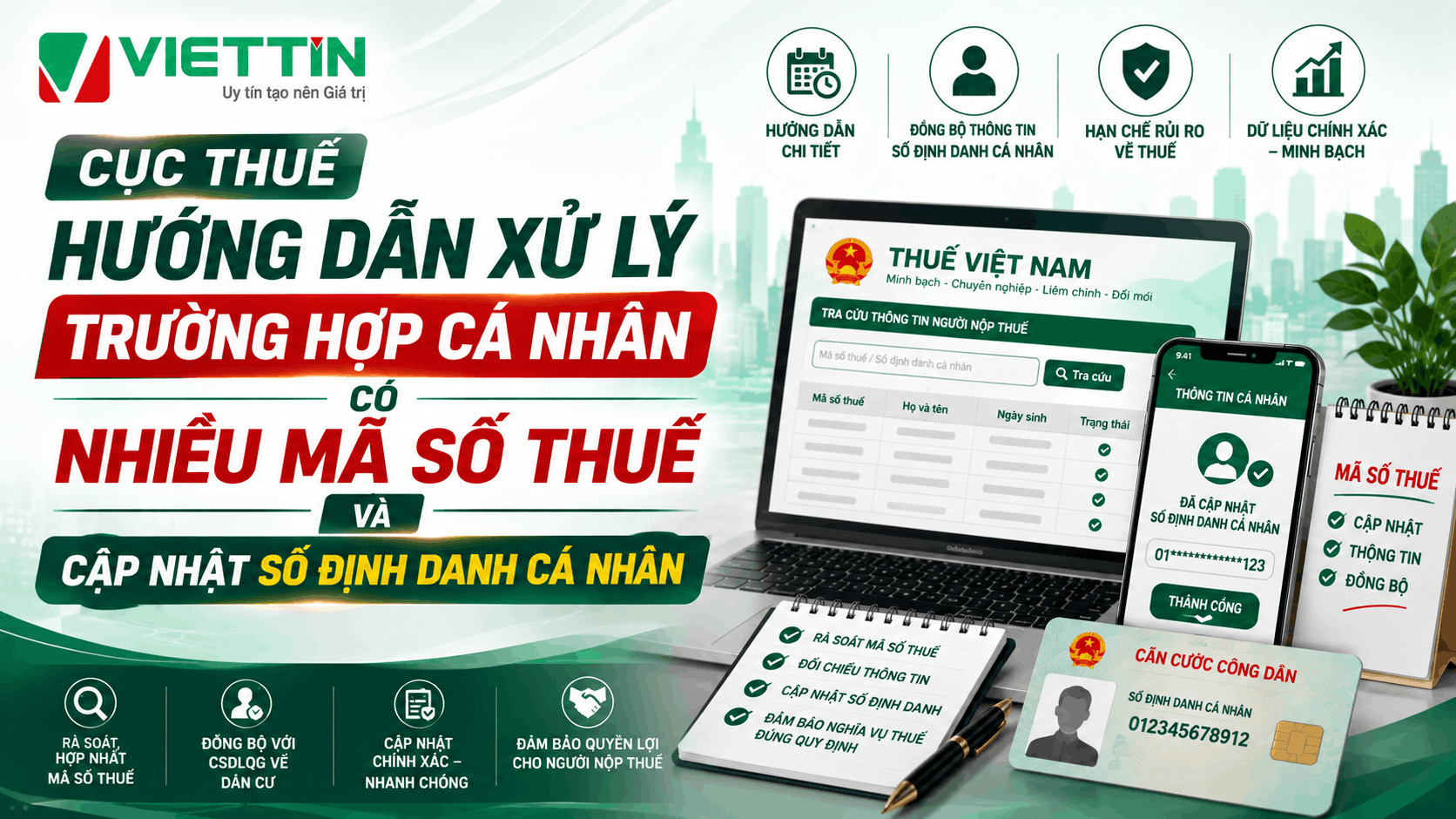 Cục thuế hướng dẫn xử lý trường hợp cá nhân có nhiều mã số thuế và cập nhật số định danh cá nhân