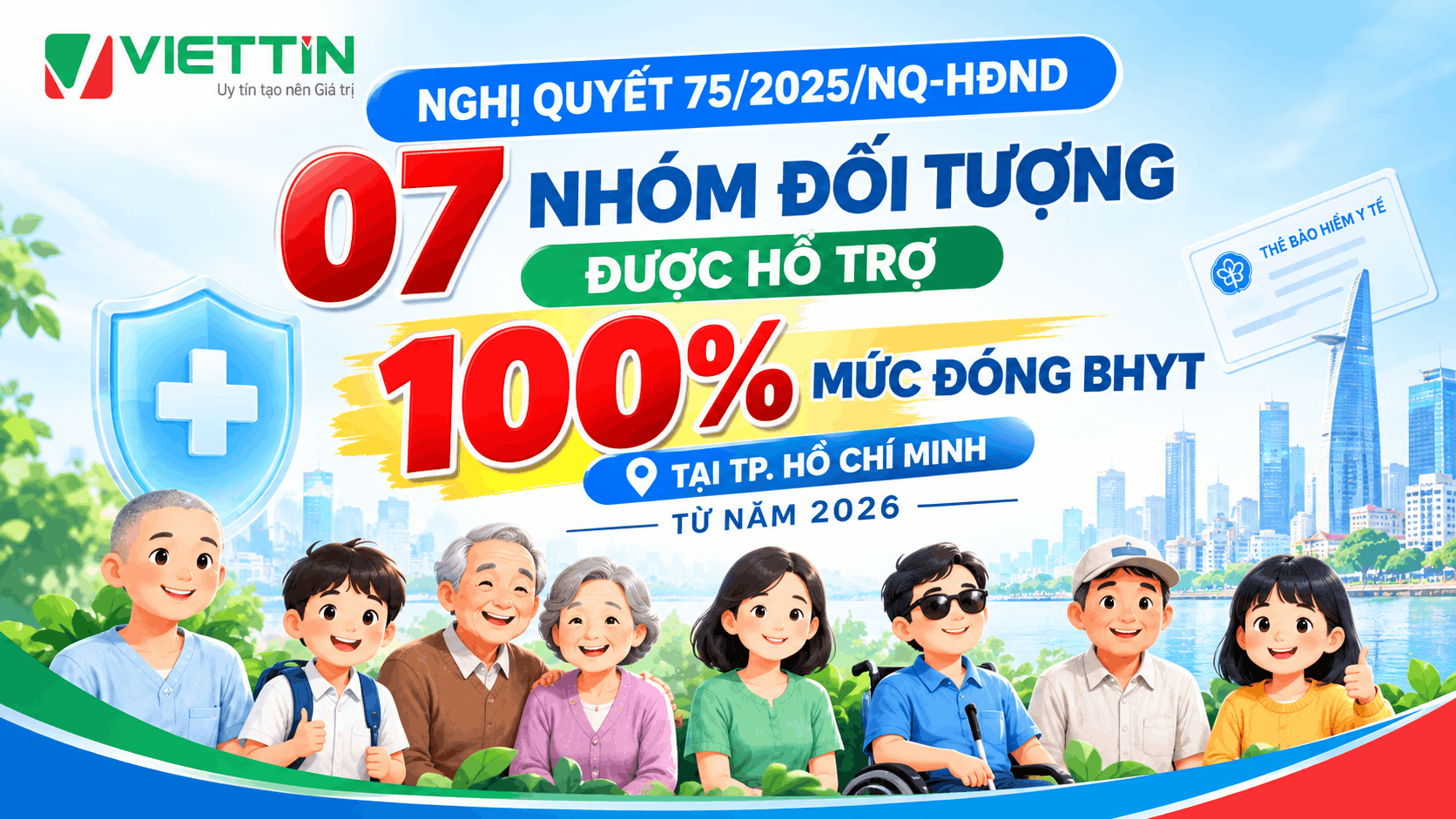Nghị quyết 75/2025/NQ-HĐND 07 nhóm đối tượng được hỗ trợ 100% mức đóng BHYT tại TP. Hồ Chí Minh từ năm 2026