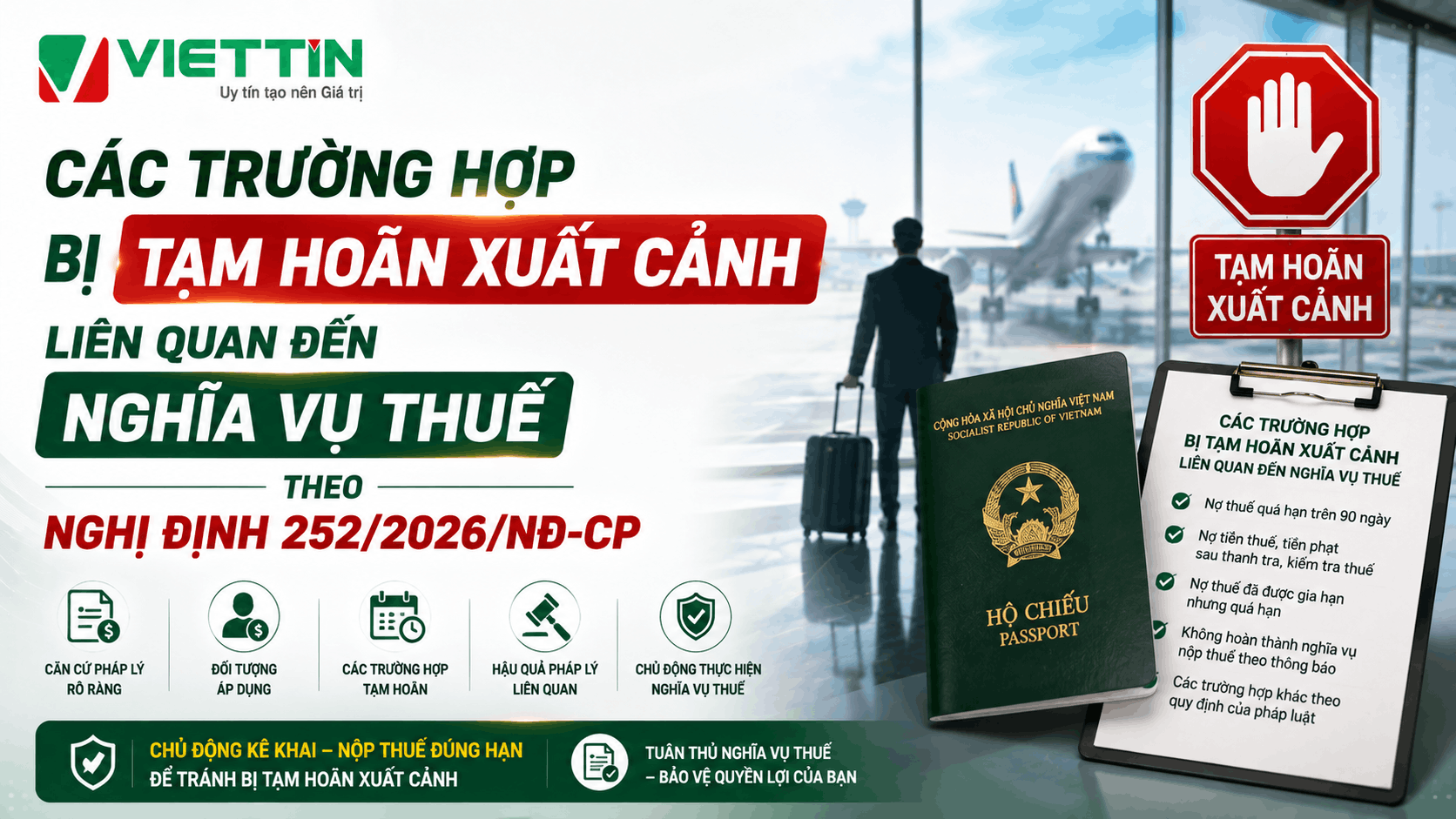 Các trường hợp bị tạm hoãn xuất cảnh liên quan đến nghĩa vụ thuế theo Nghị định 252/2026/NĐ-CP