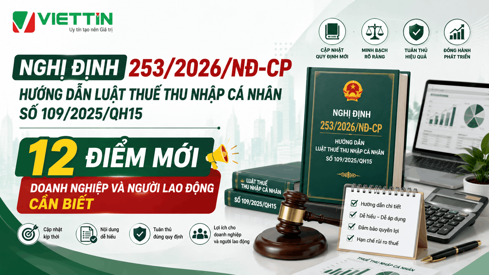 Nghị định 253/2026/NĐ-CP hướng dẫn Luật Thuế TNCN số 109/2025/QH15 - 12 Điểm mới doanh nghiệp và người lao động cần biết