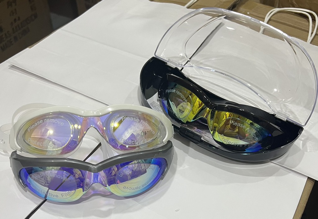 Kính bơi G3800M chống sương mù, dây đeo và miếng đệm 100% silicon, kính tráng gương, chống UV (1T*12H*12C) TNECHO