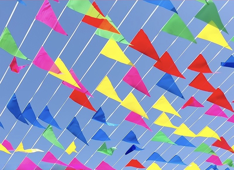 Cờ dây ngũ sắc (cờ nheo) 20cm*23cm (1T*350B*10 DÂY 8M*15C)