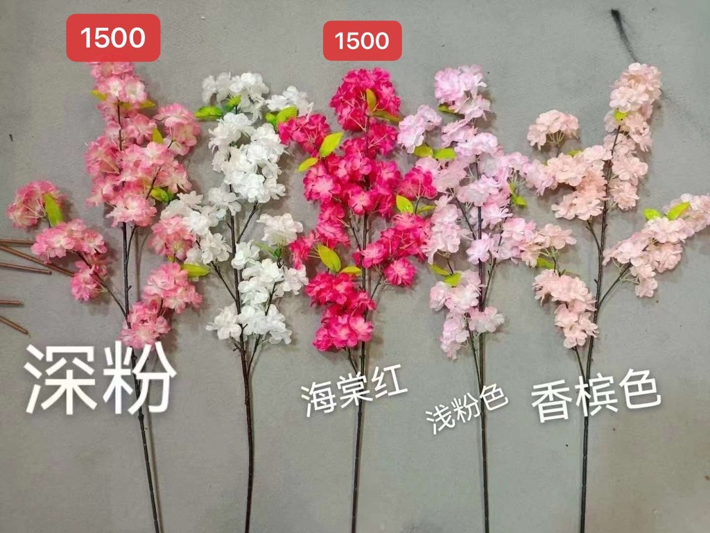 Hoa mai đào lớn 95cm có lá màu vàng cam (1T*150B*10C)