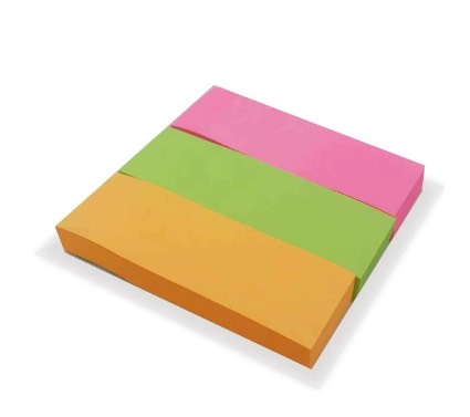Giấy note màu 3*3 chia 3 dạ quang - xấp 100 tờ