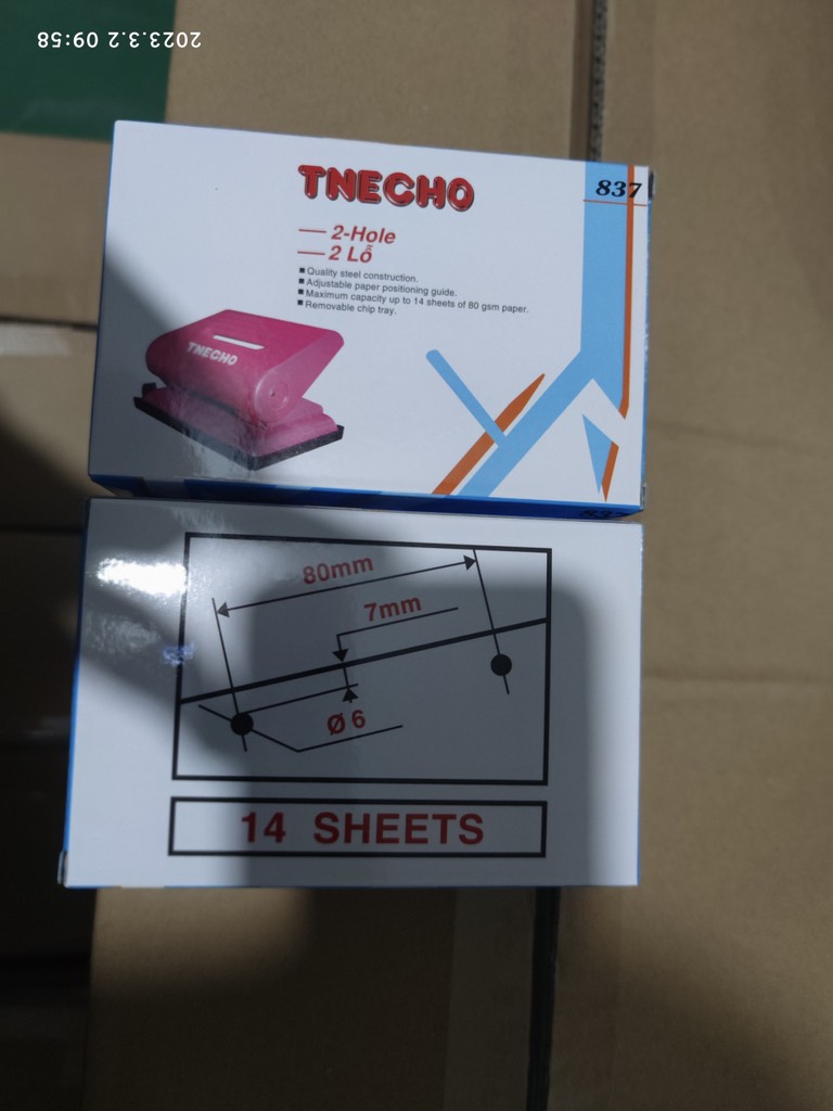 Máy bấm 2 lỗ 837 TNECHO (1T*60C)