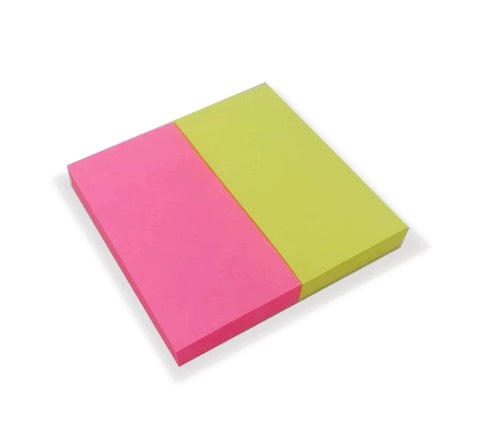 Giấy note màu 3*3 chia 2 dạ quang (1T*50L*12X)  - xấp 100 tờ