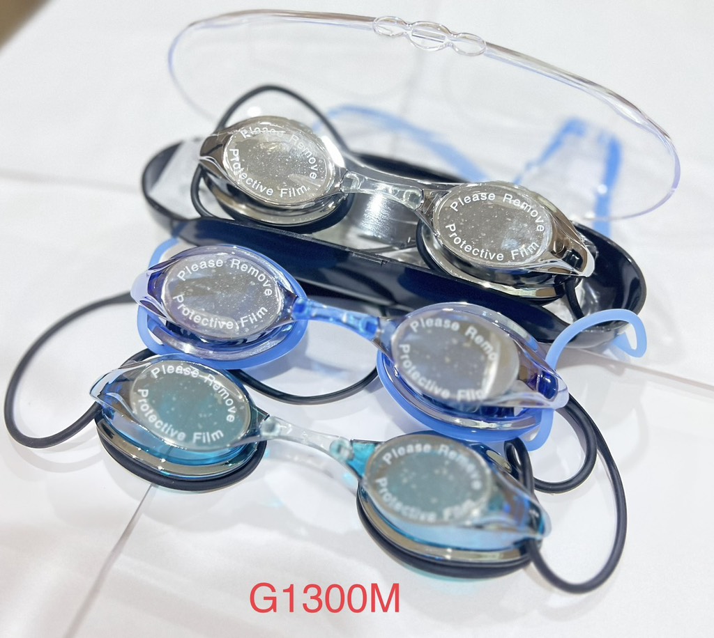 Kính bơi G1300M chống sương mù, chống tia UV, tráng gương, dây đeo và miếng đệm 100% silicon (1T*12H*12C) TNECHO
