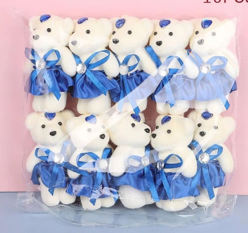 Gấu gói hoa không chữ - xanh ( 1T*100B*10C )