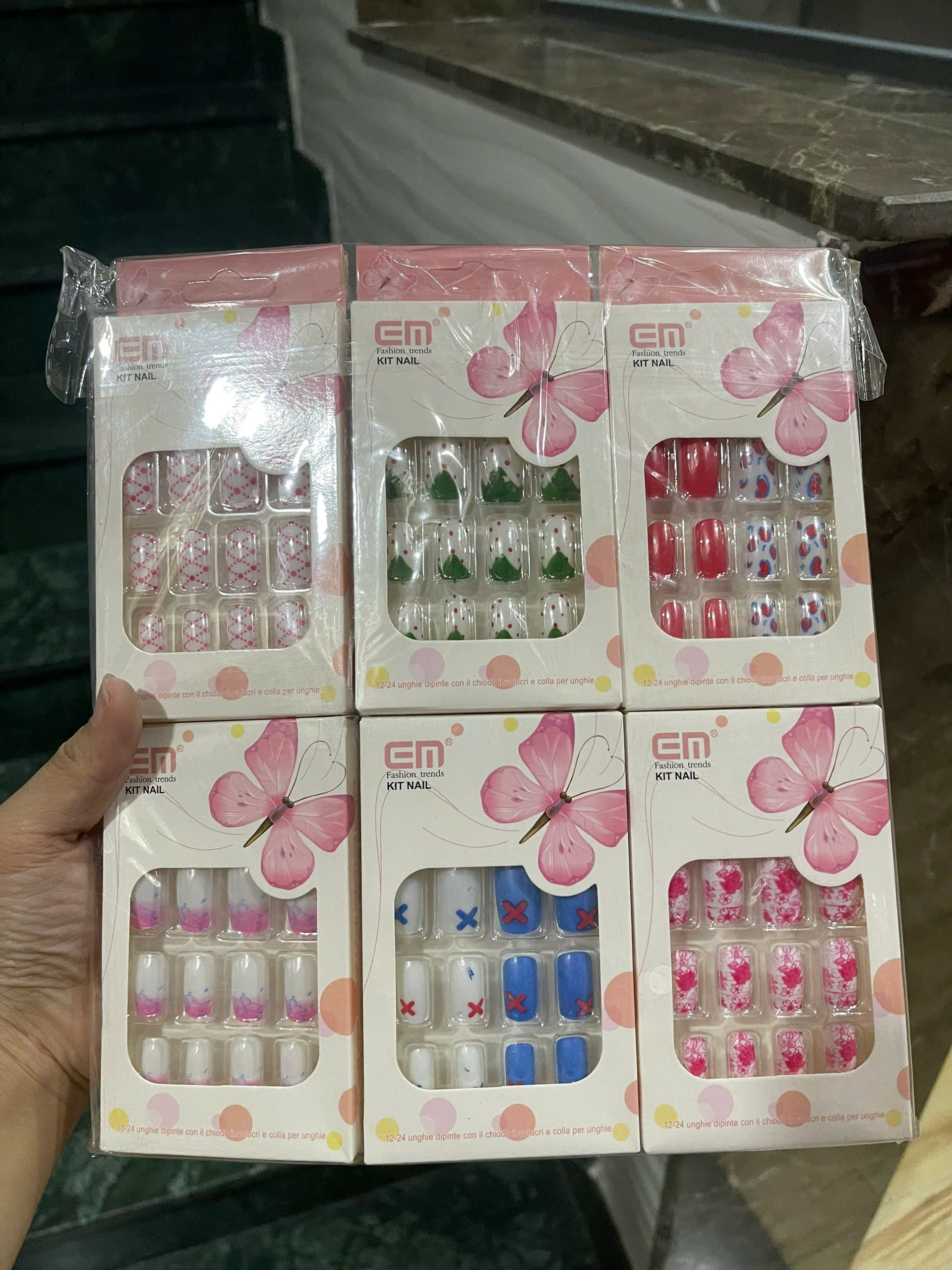 Móng tay bộ - 12 móng vuông + keo - JP1702 ( 1T*60L*12B )